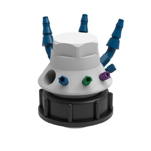 SCAT Europe Safety Waste Cap LISA, V3.0, S90 electrostatic, PFA/PTFE, 4x OD, exhaust 450090