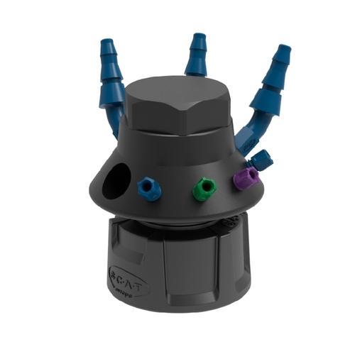 SCAT Europe Safety Waste Cap LISA, V3.0, S90 electrostatic, PFA/PTFE, 4x OD, exhaust 450090