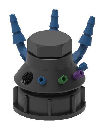 SCAT Europe Safety Waste Cap LISA, V3.0, S90 electrostatic, PFA/PTFE, 4x OD, exhaust 450090