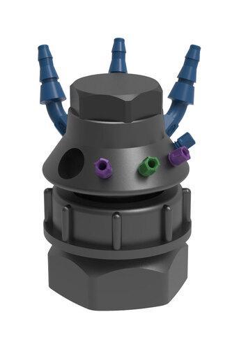 SCAT Europe Safety Waste Cap LISA, V3.0, S90 electrostatic, PFA/PTFE, 4x OD, exhaust 450090