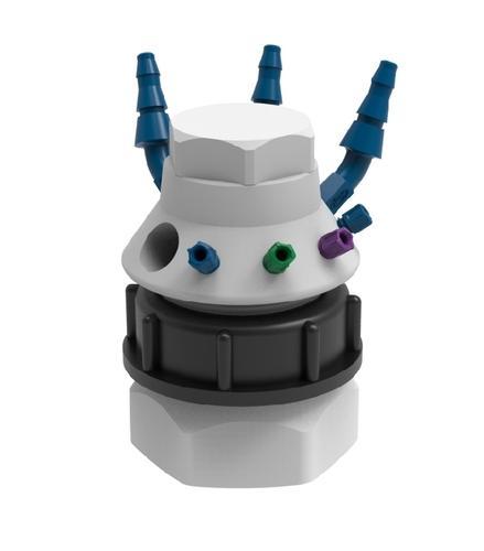 SCAT Europe Safety Waste Cap LISA, V3.0, S90 electrostatic, PFA/PTFE, 4x OD, exhaust 450090